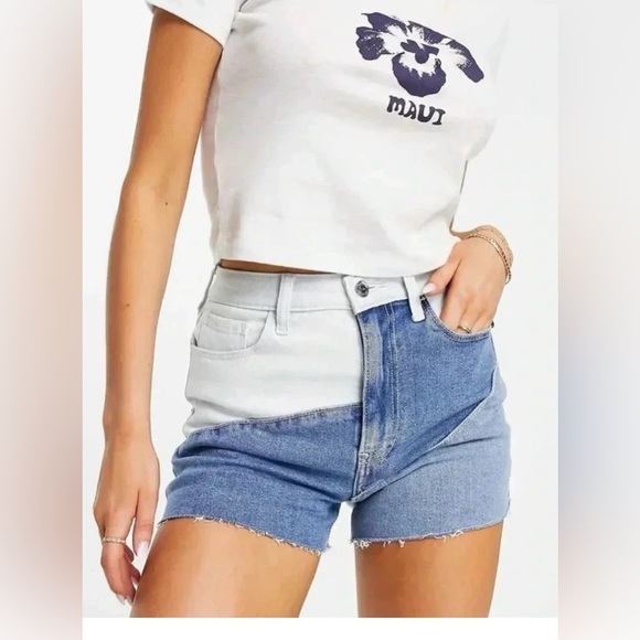 Hollister Pants - Hollister Ultra High Rise Mom Shorts Denim Patchwork Size 26
